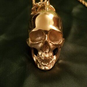 Heavy steel skull necklace, NIB